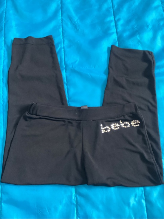 bebe Pants - bebe Black Leggings with Rhinestone Logo